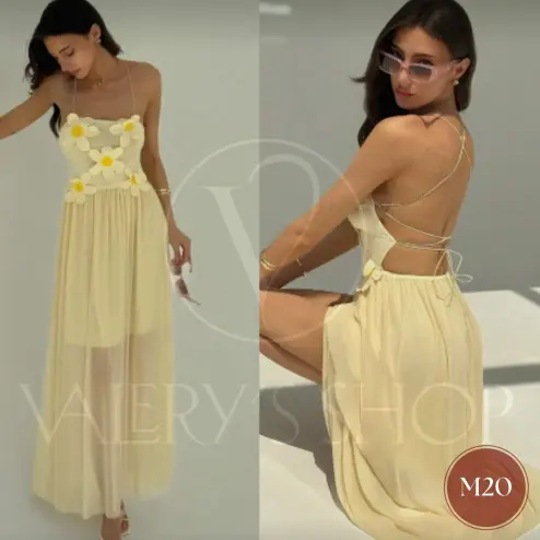 Vestido de tirantes con flores bordadas M20's photo #1